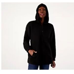 Koolaburra by UGG Brushed Back Sherpa Hoodie Pullover Medium Black